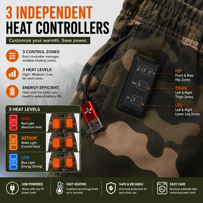 LITEGUEST Heated Pants Cargo Multi-Pocket Outdoor for Winter
