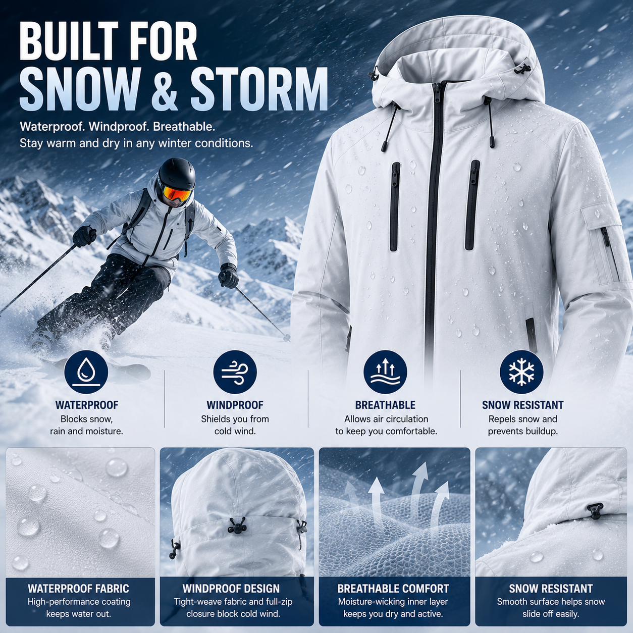 LITEGUEST Waterproof Heated Jacket 5-Zone USB-Powered for Outdoor