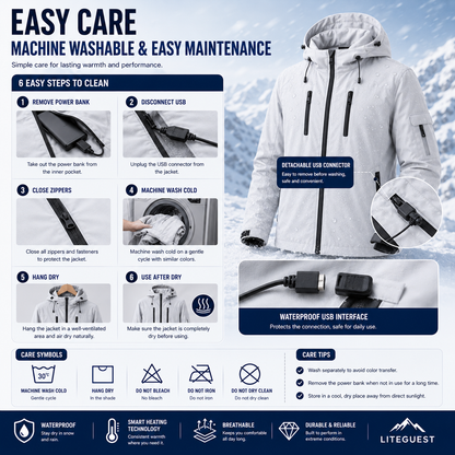 LITEGUEST Waterproof Heated Jacket 5-Zone USB-Powered for Outdoor