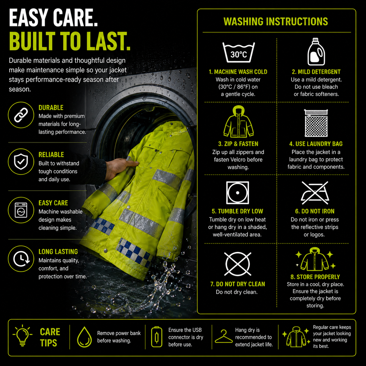 LITEGUEST Smart Heated Reflective Work Jacket for Outdoor Duty