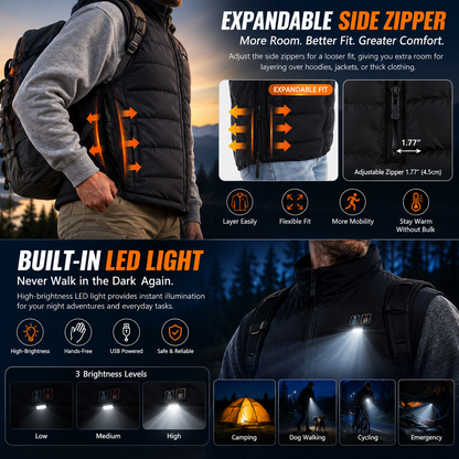 LITEGUEST Heated Vest with LED Light Winter Outdoor Warming Vest