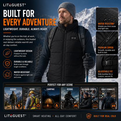 LITEGUEST 8-Zone Dual-Control Adjustable Waist Heated Vest for winter