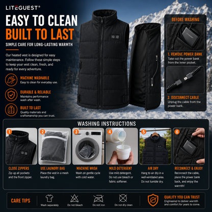 LITEGUEST 8-Zone Dual-Control Adjustable Waist Heated Vest for winter