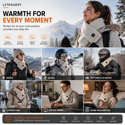 LITEGUEST USB Heated Neck Scarf – Winter Outdoor & Travel Comfort