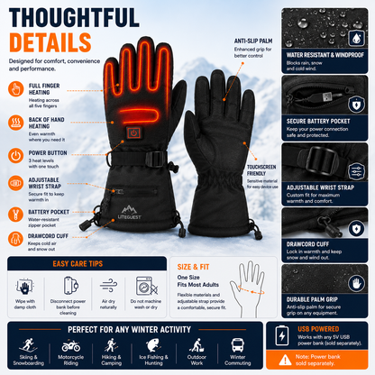 LITEGUEST Heated Gloves – USB-Powered Winter Outdoor Protection