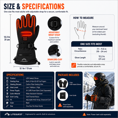 LITEGUEST Heated Gloves – USB-Powered Winter Outdoor Protection