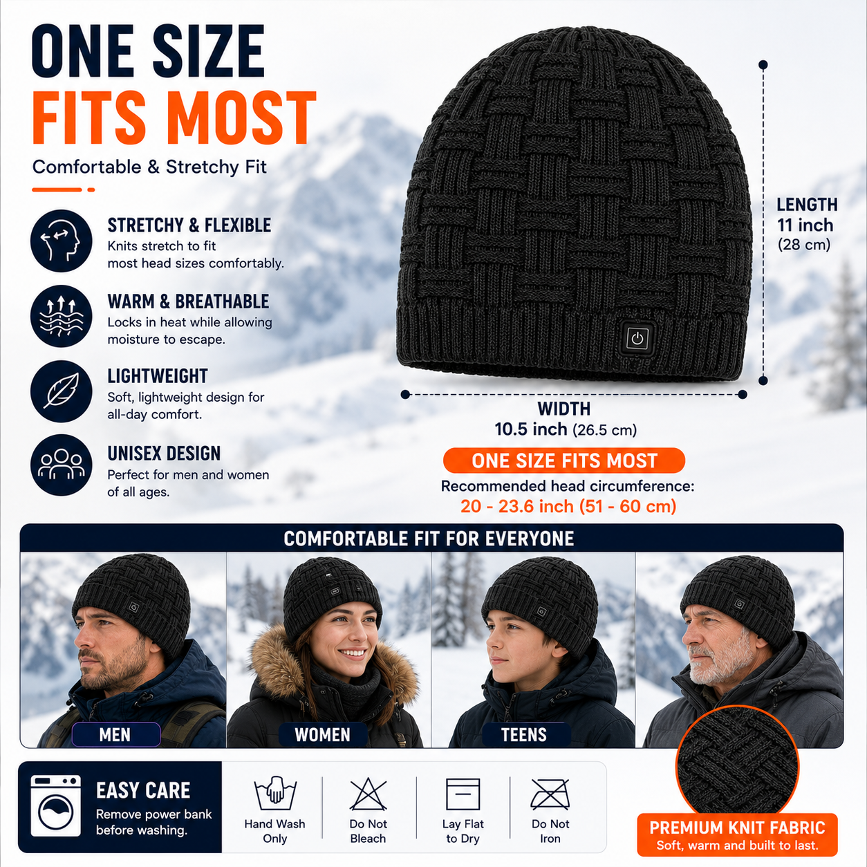 LITEGUEST Heated Thermal Hat – USB-Powered Winter Headgear