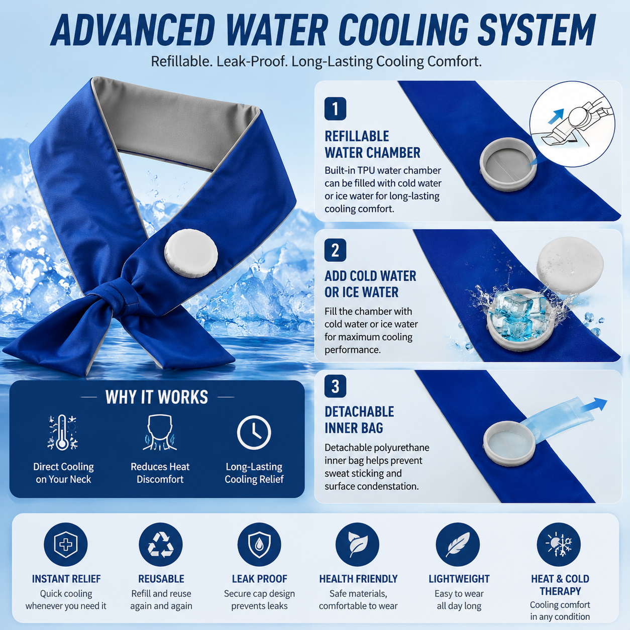 LITEGUEST Summer Water Cooling Neck Wrap – Instant Relief from Heat