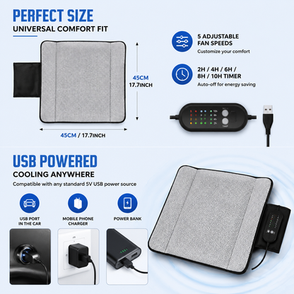 LITEGUEST Cooling Fan Seat Cushion Portable Air Circulation Pad Gear