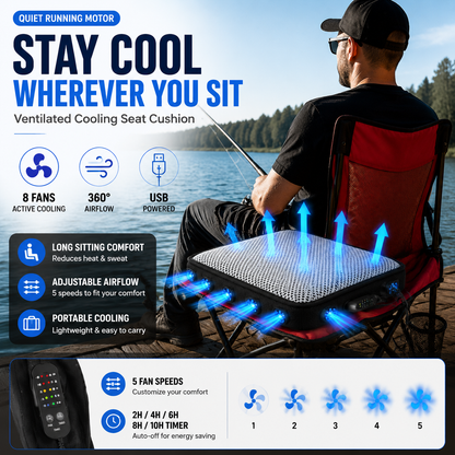 LITEGUEST Cooling Fan Seat Cushion Portable Air Circulation Pad Gear