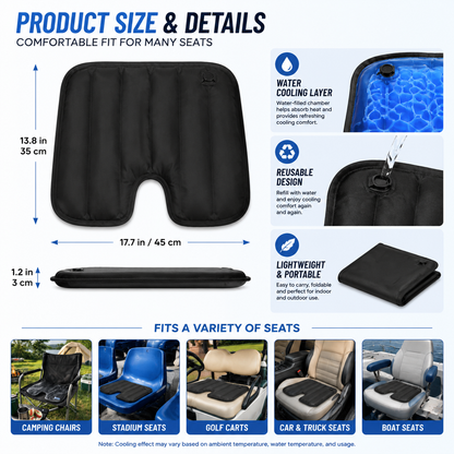 LITEGUEST Water Cooling Gel Seat Cushion Portable U-Shaped Pad