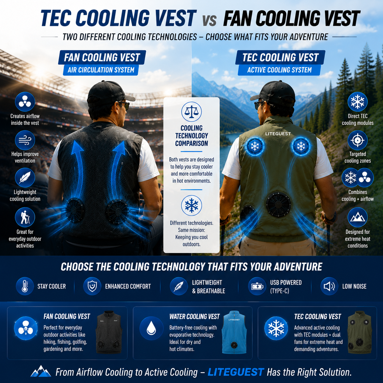 LITEGUEST High-Tech Cooling Vest with TEC Modules & Turbo Fans