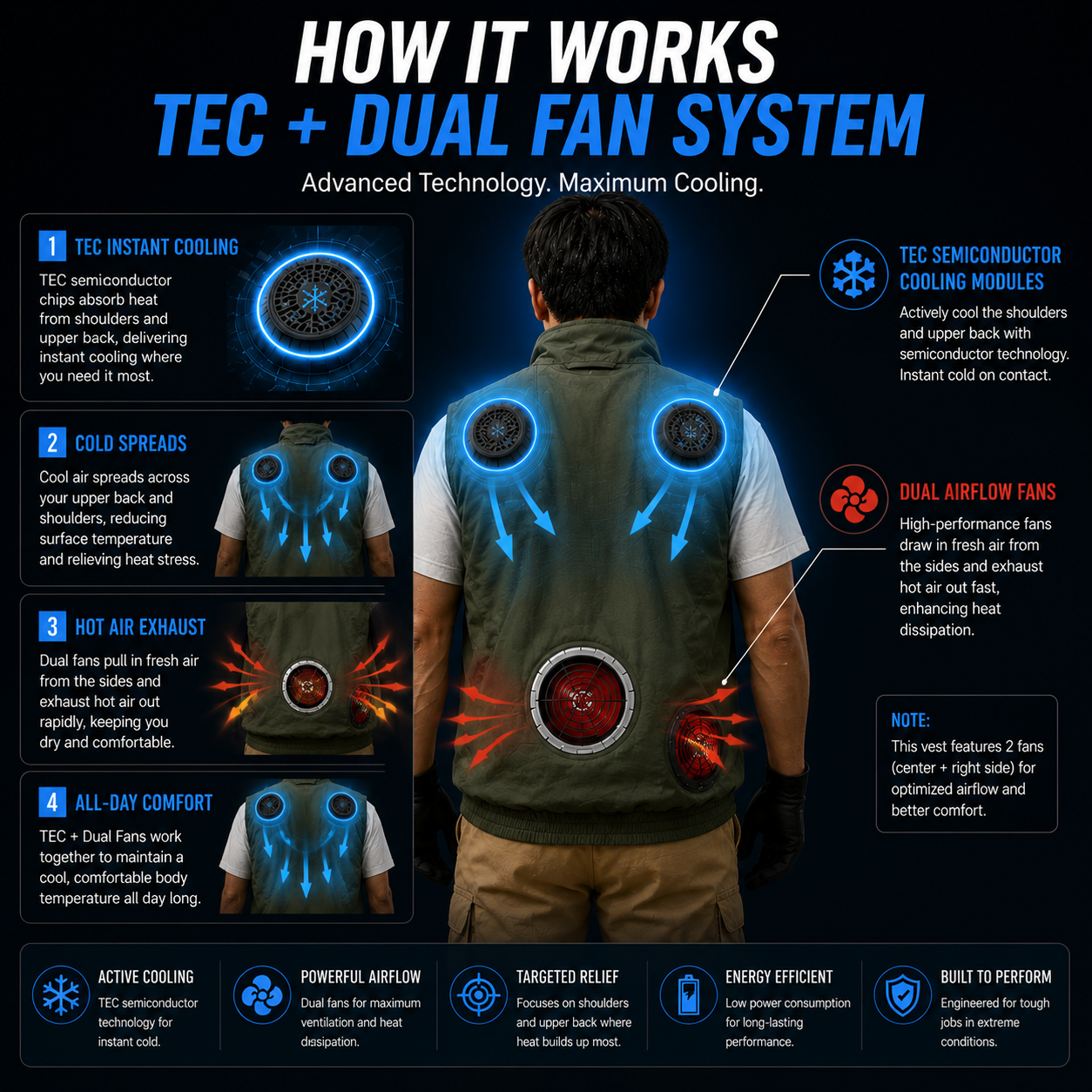 LITEGUEST High-Tech Cooling Vest with TEC Modules & Turbo Fans