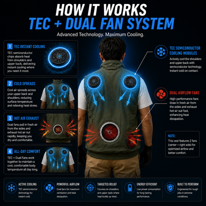 LITEGUEST High-Tech Cooling Vest with TEC Modules & Turbo Fans