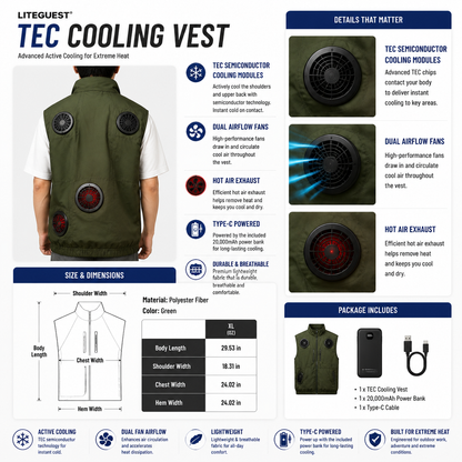LITEGUEST High-Tech Cooling Vest with TEC Modules & Turbo Fans