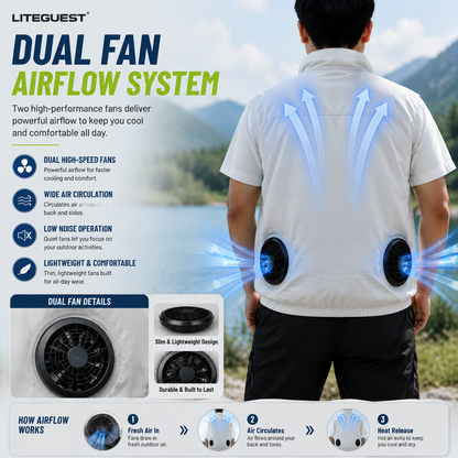 LITEGUEST Cooling Fan Vest Lightweight UPF50 for Outdoor Gear