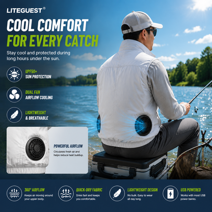 LITEGUEST Cooling Fan Vest Lightweight UPF50 for Outdoor Gear