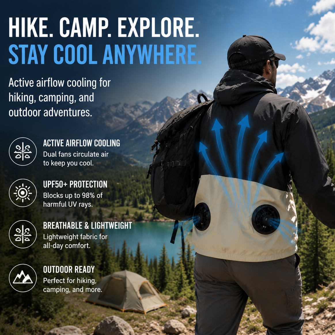 LITEGUEST™ UPF50+ Cooling Fishing Jacket – Built-In Fans for Sun & Heat