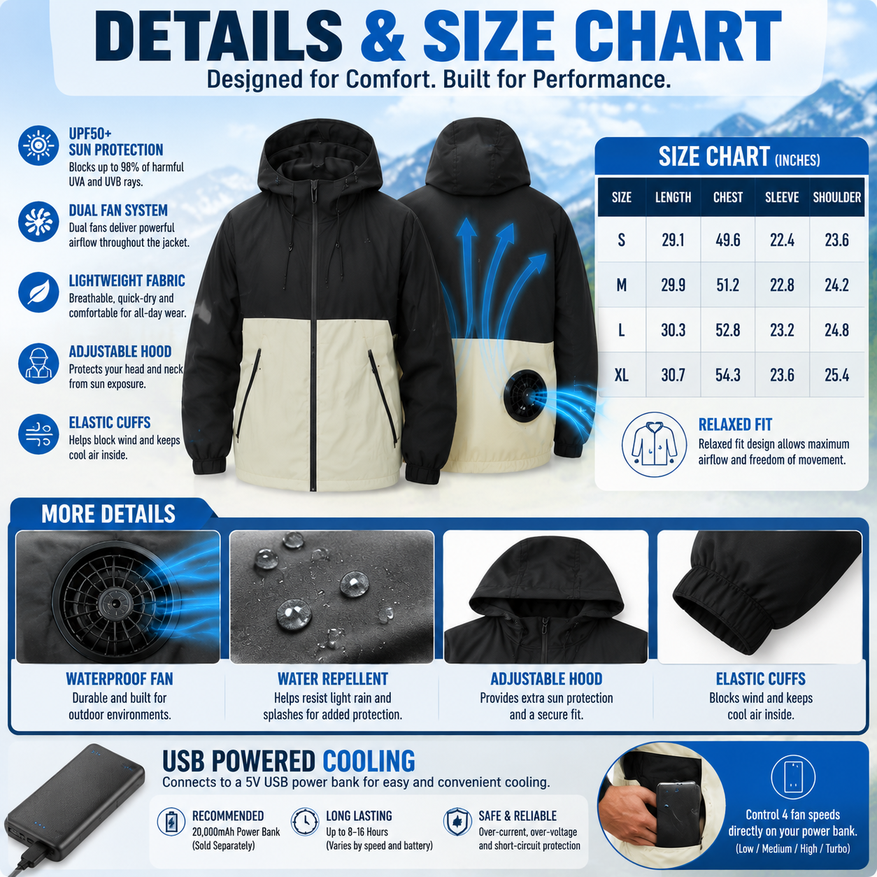 LITEGUEST™ UPF50+ Cooling Fishing Jacket – Built-In Fans for Sun & Heat