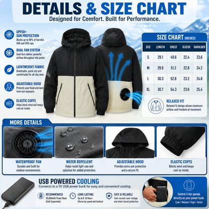 LITEGUEST™ UPF50+ Cooling Fishing Jacket – Built-In Fans for Sun & Heat