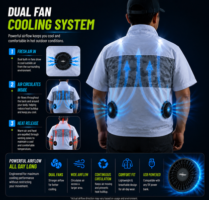 LITEGUEST Cooling Fan Jacket with LED Light Stay Cool for Outdoor