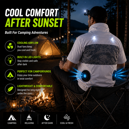 LITEGUEST Cooling Fan Jacket with LED Light Stay Cool for Outdoor