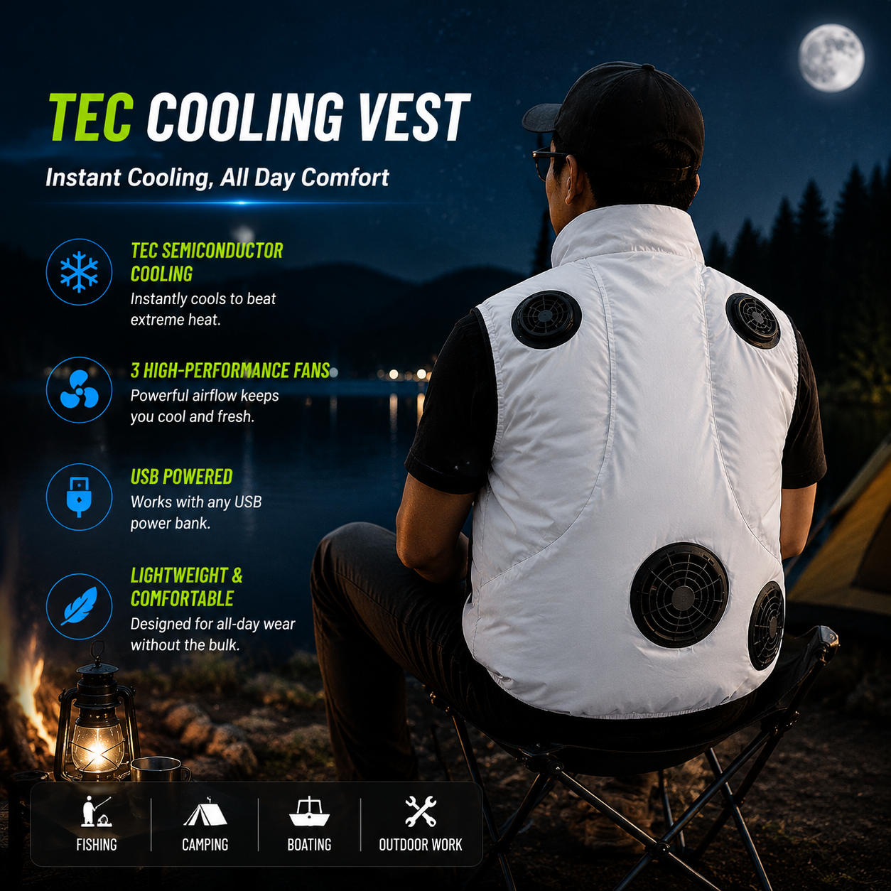 LITEGUEST High-Tech Cooling Vest with TEC Modules & Turbo Fans