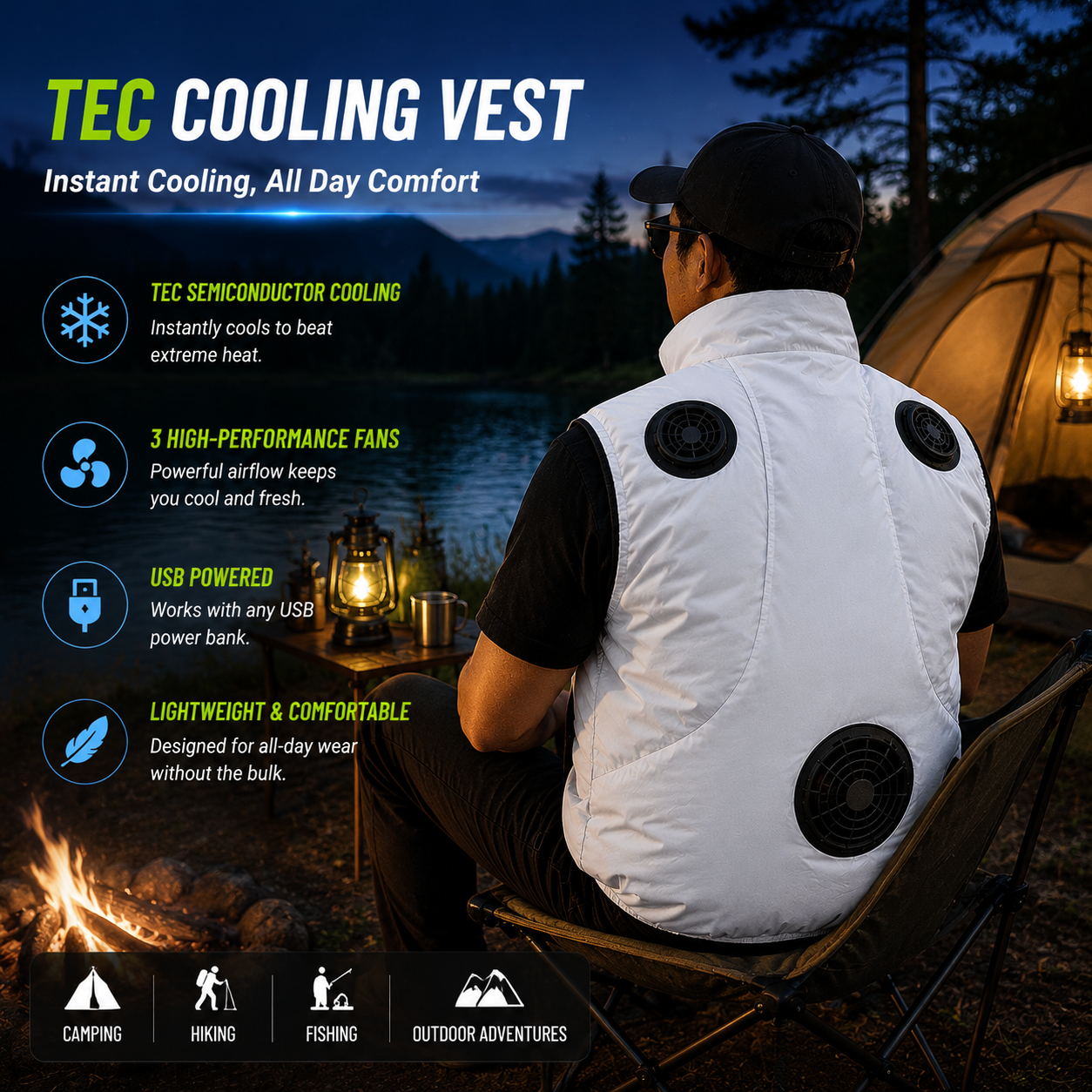 LITEGUEST High-Tech Cooling Vest with TEC Modules & Turbo Fans