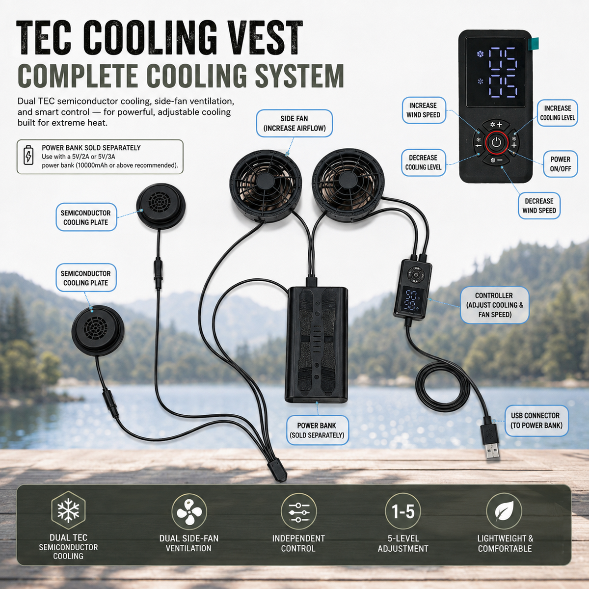 LITEGUEST High-Tech Cooling Vest with TEC Modules & Turbo Fans