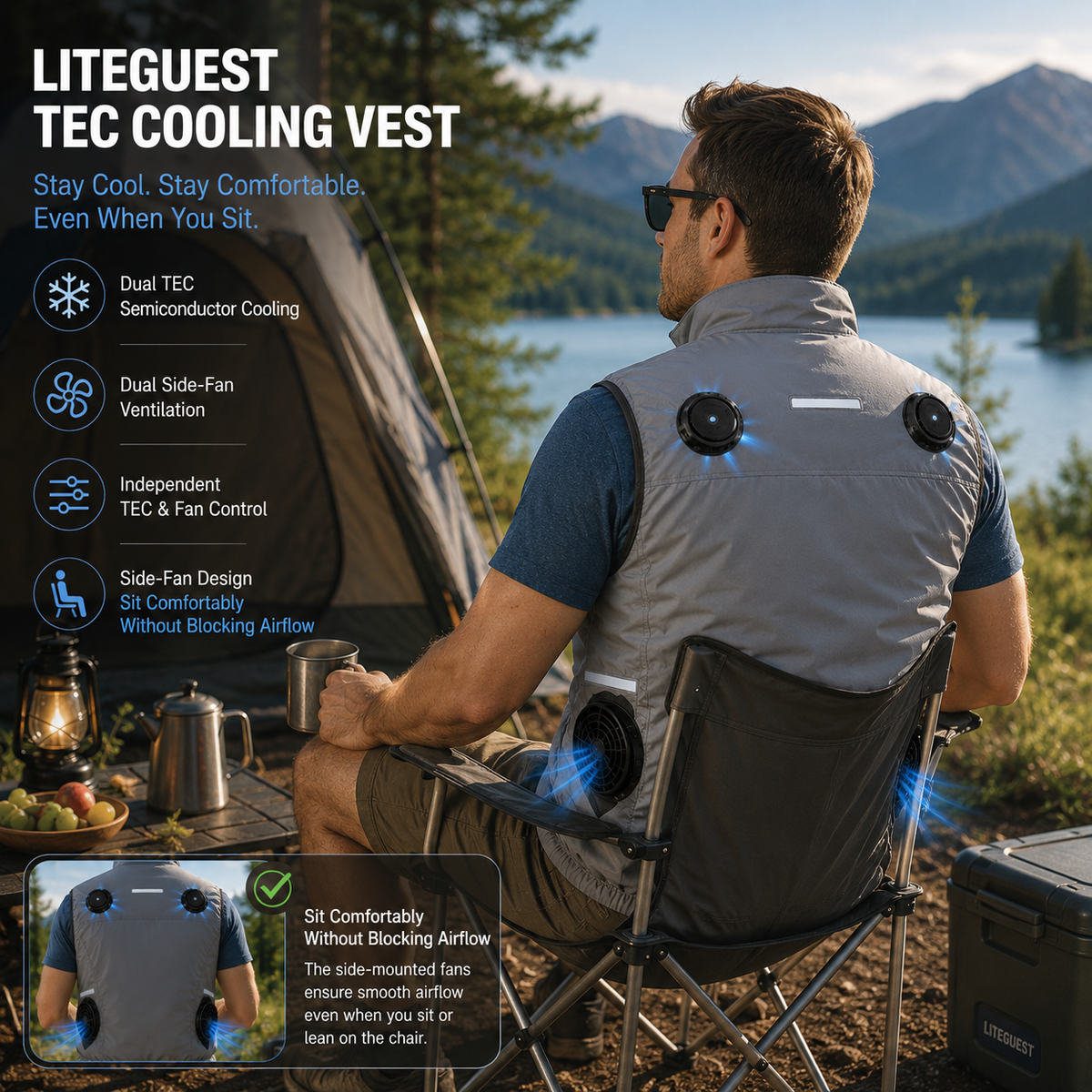 LITEGUEST High-Tech Cooling Vest with TEC Modules & Turbo Fans