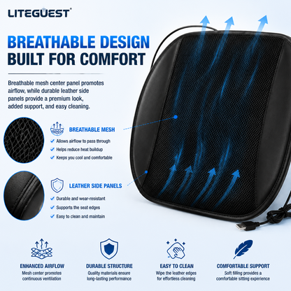 LITEGUEST Cooling Fan Seat Cushion Portable Air Circulation Pad Gear