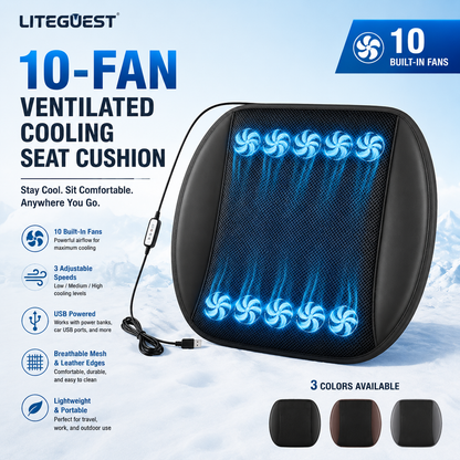 LITEGUEST Cooling Fan Seat Cushion Portable Air Circulation Pad Gear
