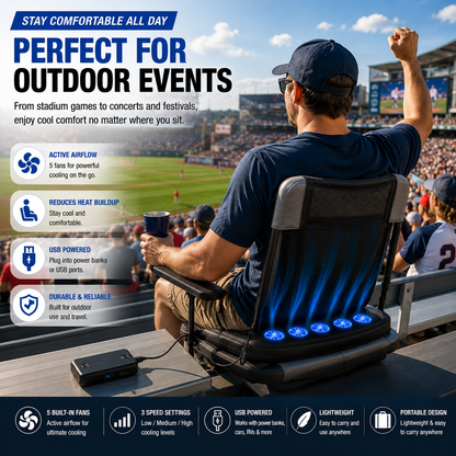 LITEGUEST Cooling Fan Seat Cushion Portable Air Circulation Pad Gear