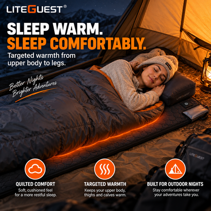 LITEGUEST 7-Zone USB Heated Sleeping Mat for Cold Ground Comfort