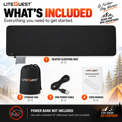 LITEGUEST 7-Zone USB Heated Sleeping Mat for Cold Ground Comfort