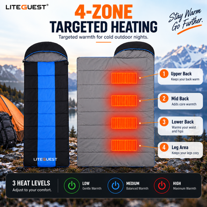 LITEGUEST Winter Heated Single Sleeping Bag 5V Electric Camping Gear