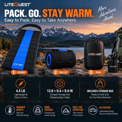 LITEGUEST Winter Heated Single Sleeping Bag 5V Electric Camping Gear
