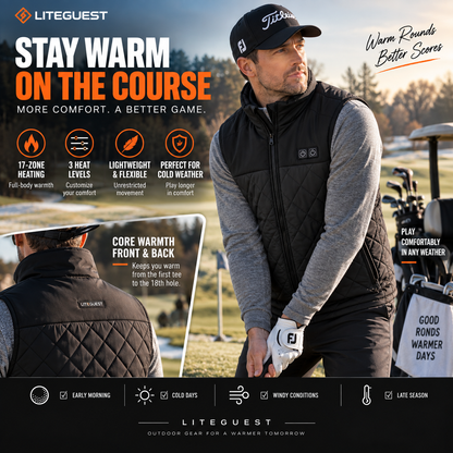 LITEGUEST Dual-Control Heated Vest – 17-Zone USB Heated Winter Vest