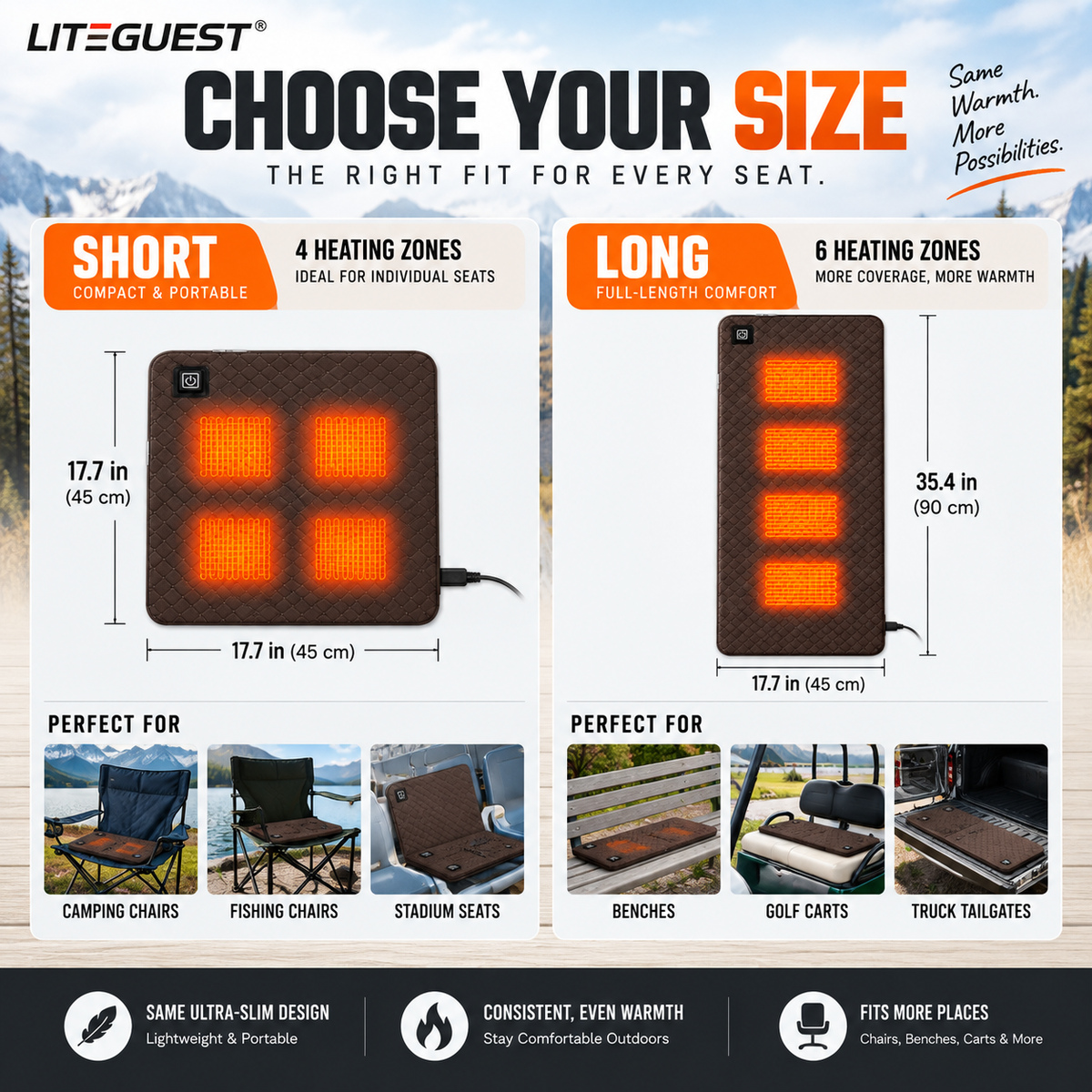 LITEGUEST Heated Seat Cushion Portable Warmth for Outdoor Use