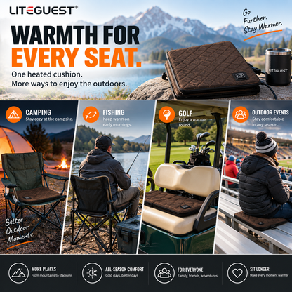 LITEGUEST Heated Seat Cushion Portable Warmth for Outdoor Use