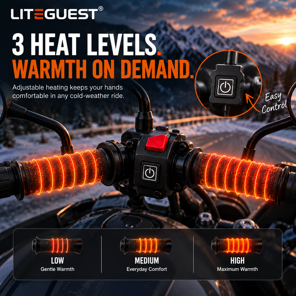 LITEGUEST USB Heated Handlebar Mitts – Winter Riding Warmth