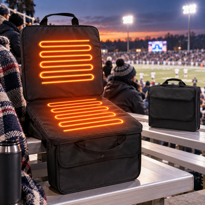 LITEGUEST USB Heated Stadium Seat Cushion Foldable Portable Chair Pad