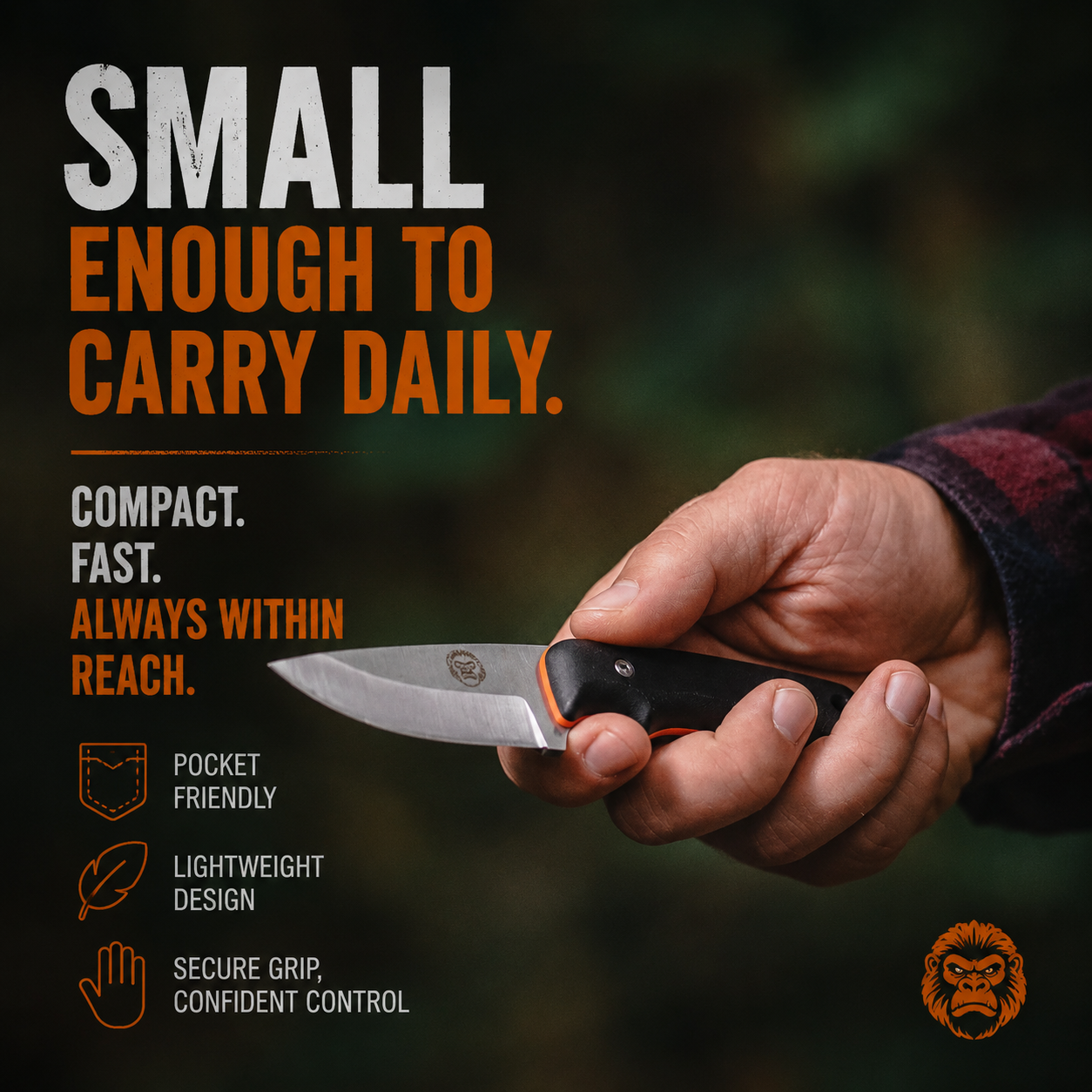 Holtzman's Gorilla Survival "THE REDLINE" FULL TANG SURVIVAL NECK KNIFE WITH G10 HANDLE