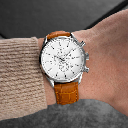 Vincero The Chrono S2 40mm - Silver/Tan