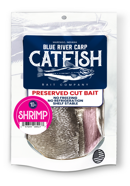Blue River Carp Preserved Pre-Cut Fish Bait Chunks, 10oz package - 7 scents available
