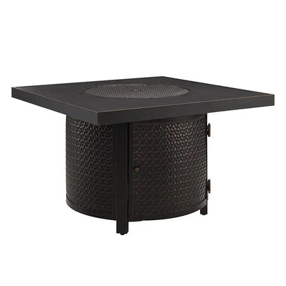 Balkene Home Clayton 40" Round Hammered Aluminum Convertible Gas Fire Pit Table