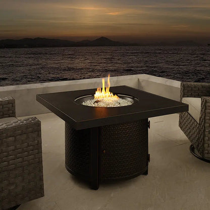 Balkene Home Clayton 40" Round Hammered Aluminum Convertible Gas Fire Pit Table