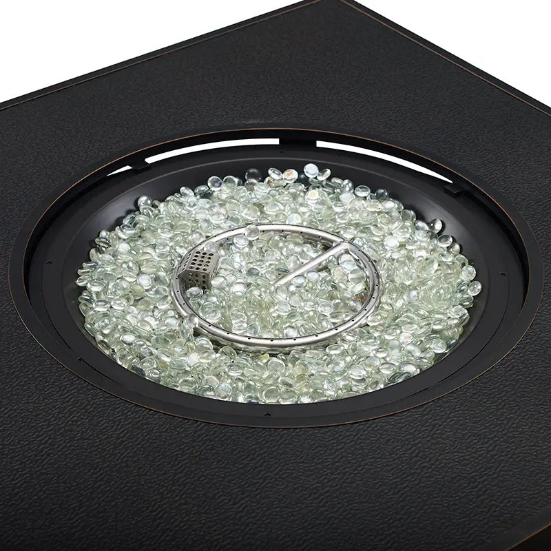 Balkene Home Clayton 40" Round Hammered Aluminum Convertible Gas Fire Pit Table