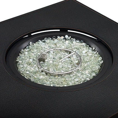 Balkene Home Clayton 40" Round Hammered Aluminum Convertible Gas Fire Pit Table