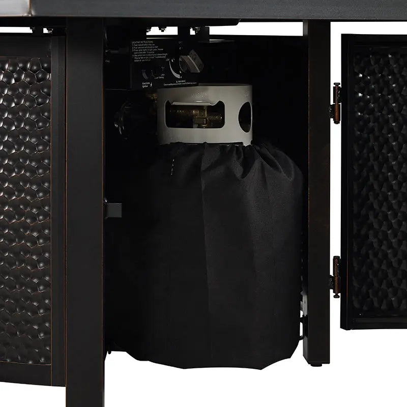 Balkene Home Clayton 40" Round Hammered Aluminum Convertible Gas Fire Pit Table